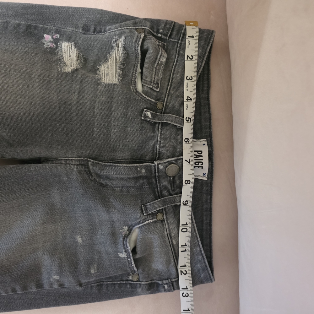 PAIGE Women's Skinny Distressed Gray Jeans - Picture 7 of 8
